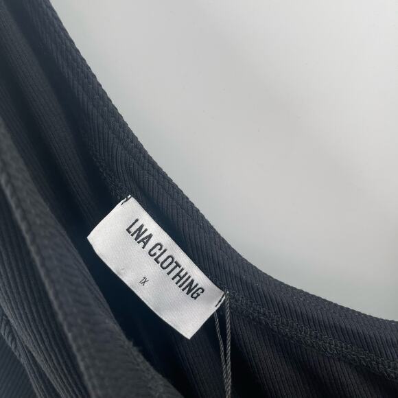 LNA CLOTHING Dress Size 1X Plus Size Milou One Shoulder Ribbed Black Curvy NWT - Picture 4 of 14